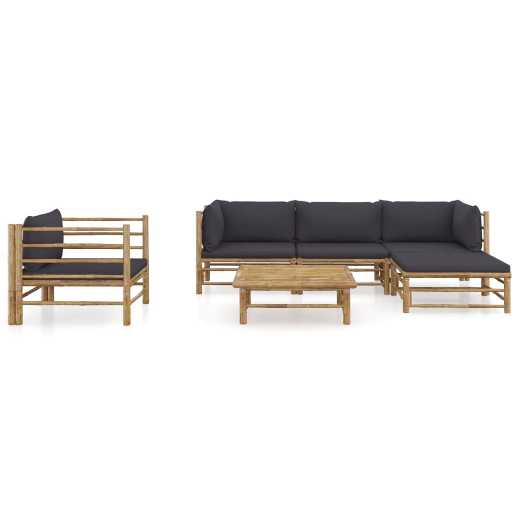 Set Salotto da Giardino 6pz con Cuscini Grigio Scuro BambÃƒÂ¹