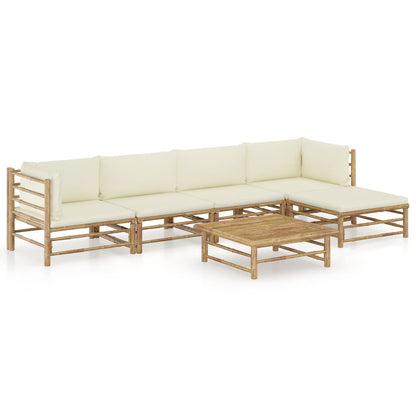 Set Divani da Giardino 6 pz con Cuscini Bianco Crema in BambÃƒÂ¹