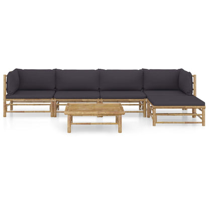 Set Divani da Giardino 6 pz con Cuscini Grigio Scuro in BambÃƒÂ¹