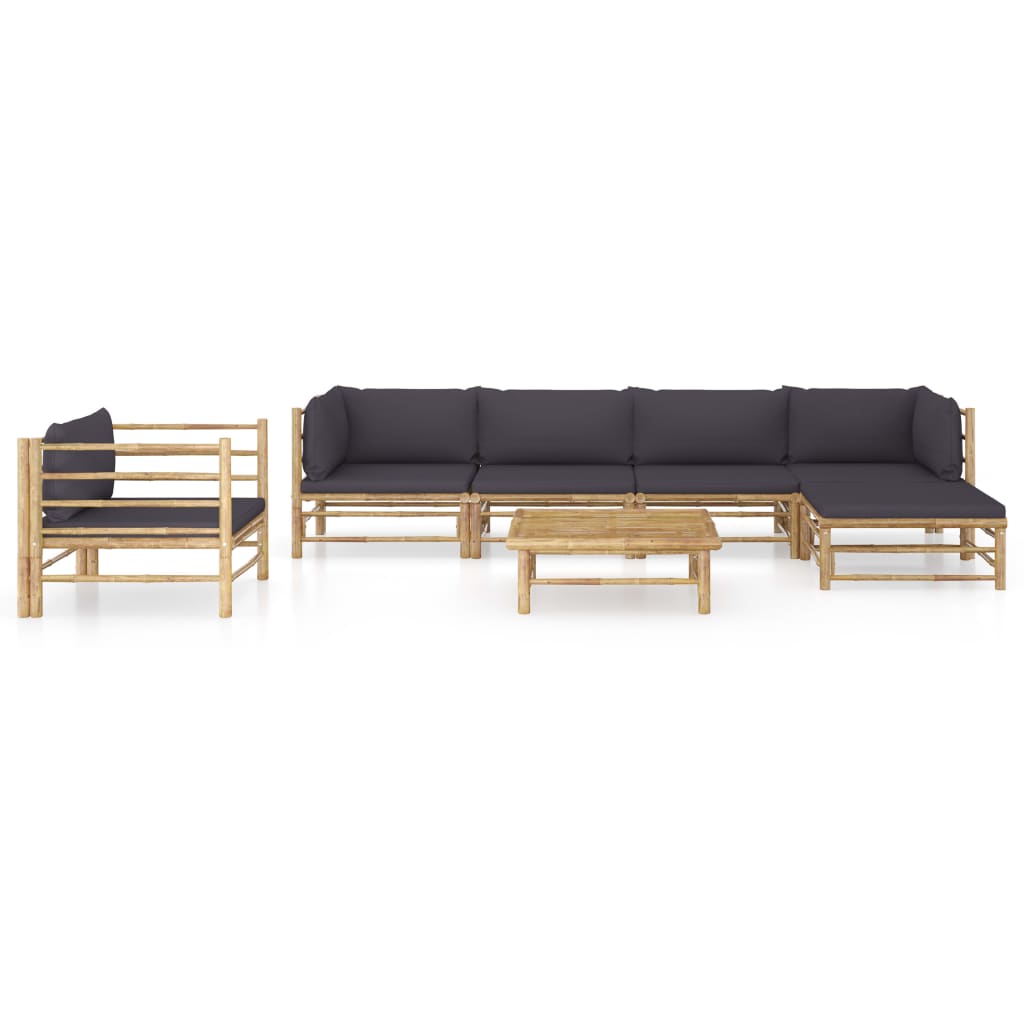 Set Divani da Giardino 7 pz con Cuscini Grigio Scuro in BambÃƒÂ¹