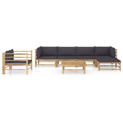 Set Divani da Giardino 7 pz con Cuscini Grigio Scuro in BambÃƒÂ¹