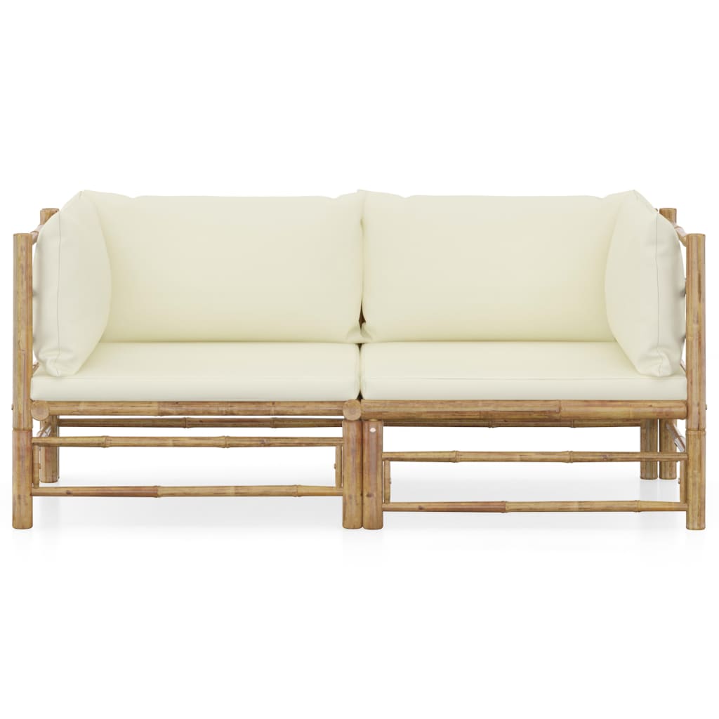 Set Divani da Giardino 2 pz con Cuscini Bianco Crema in BambÃ¹
