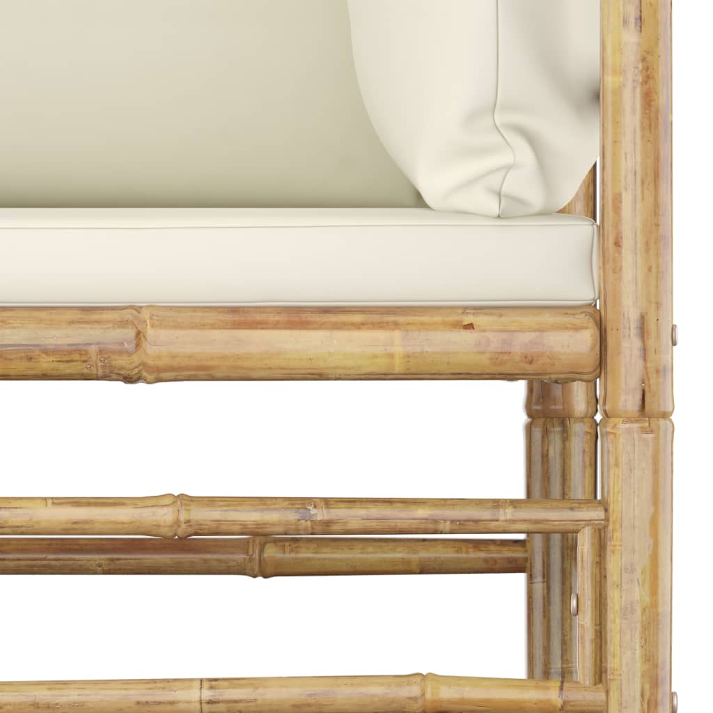 Set Divani da Giardino 5 pz con Cuscini Bianco Crema in BambÃƒÂ¹