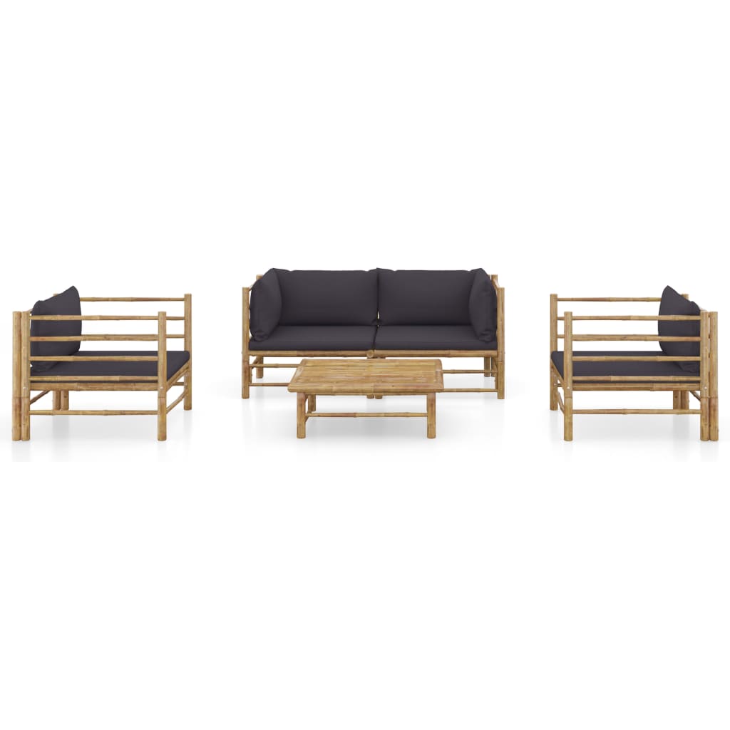 Set Salotto da Giardino 5pz con Cuscini Grigio Scuro BambÃƒÂ¹