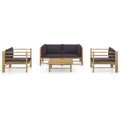 Set Salotto da Giardino 5pz con Cuscini Grigio Scuro BambÃƒÂ¹