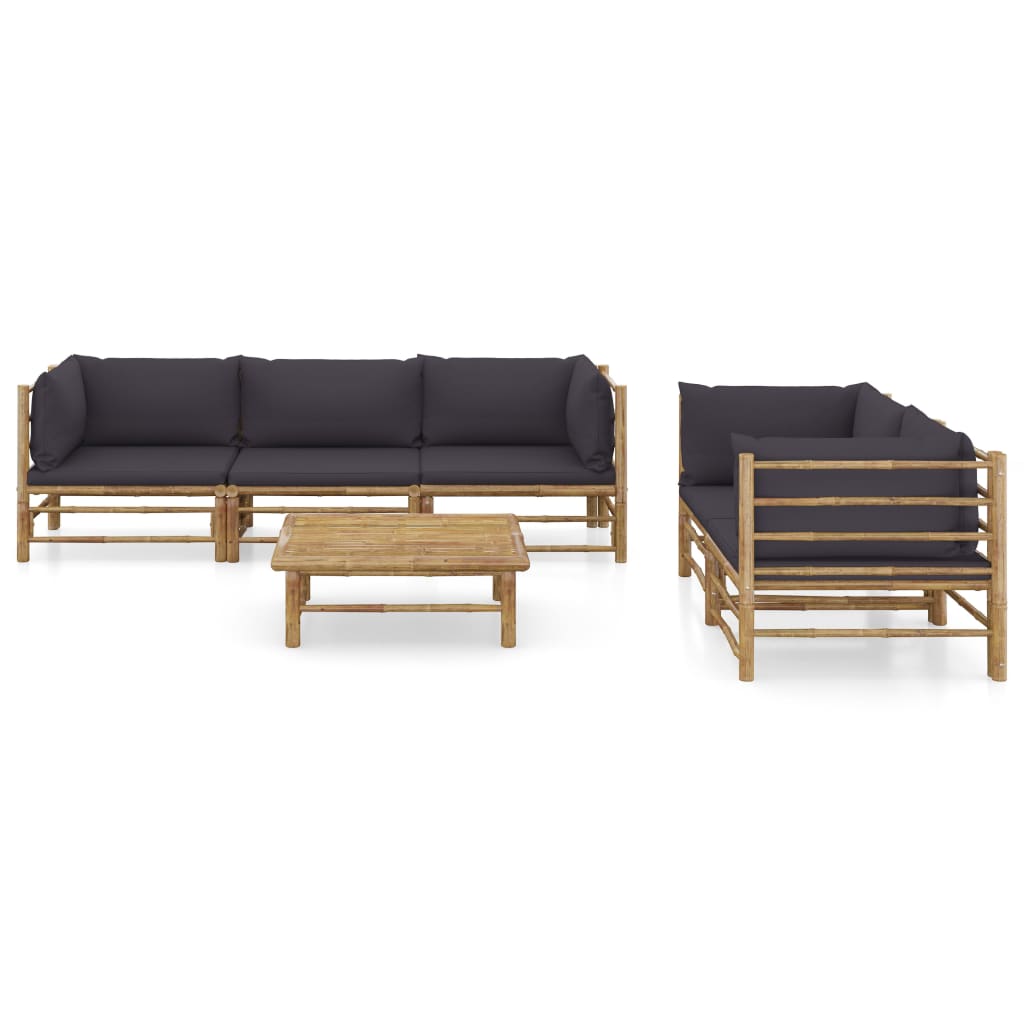 Set Salotto da Giardino 6pz con Cuscini Grigio Scuro BambÃƒÂ¹