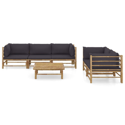 Set Salotto da Giardino 6pz con Cuscini Grigio Scuro BambÃƒÂ¹