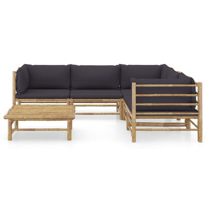 Set Divani da Giardino 6 pz con Cuscini Grigio Scuro in BambÃƒÂ¹