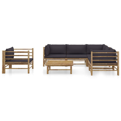Set Divani da Giardino 7 pz con Cuscini Grigio Scuro in BambÃƒÂ¹