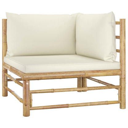 Set Divani da Giardino 8 pz con Cuscini Bianco Crema in BambÃƒÆ’Ã‚Â¹