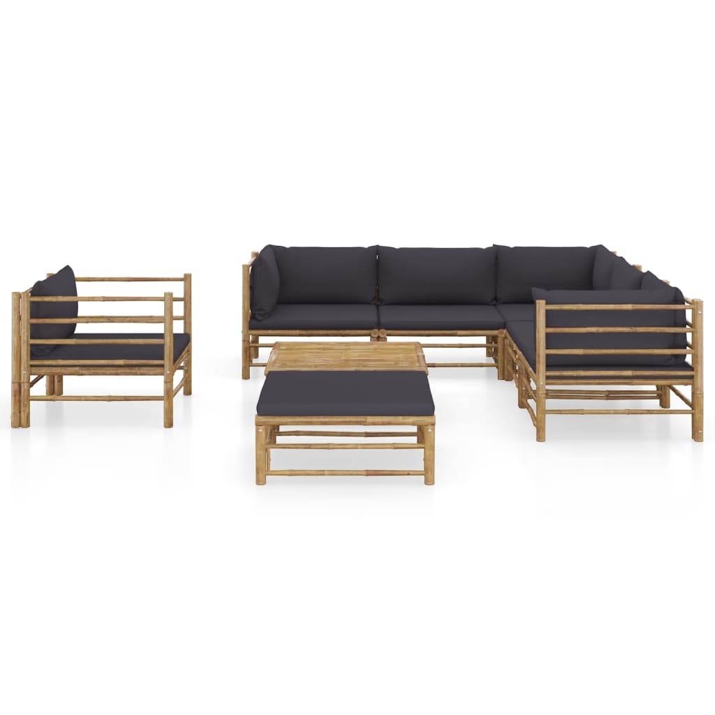 Set Salotto da Giardino 8pz con Cuscini Grigio Scuro BambÃƒÂ¹