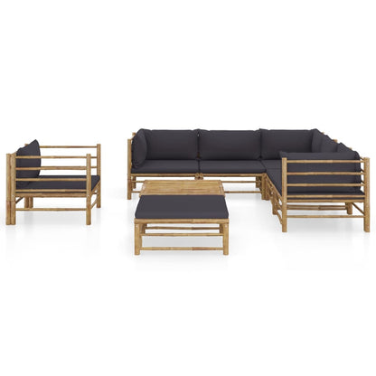 Set Salotto da Giardino 8pz con Cuscini Grigio Scuro BambÃƒÂ¹