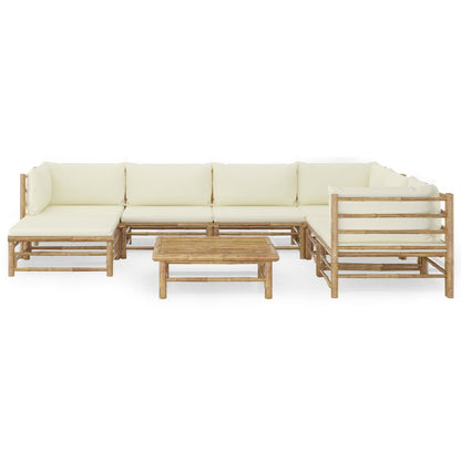 Set Salotto da Giardino 8pz con Cuscini Bianco Crema in BambÃƒÂ¹