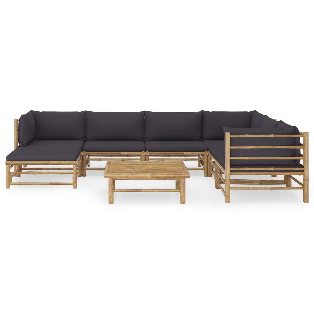 Set Salotto da Giardino 8pz con Cuscini Grigio Scuro BambÃƒÂ¹