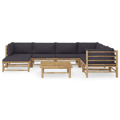 Set Salotto da Giardino 8pz con Cuscini Grigio Scuro BambÃƒÂ¹