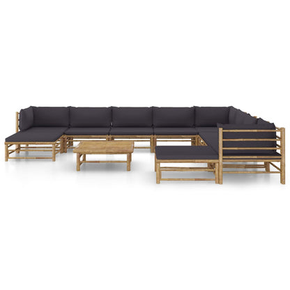 Set Salotto da Giardino 11pz con Cuscini Grigio Scuro BambÃƒÂ¹