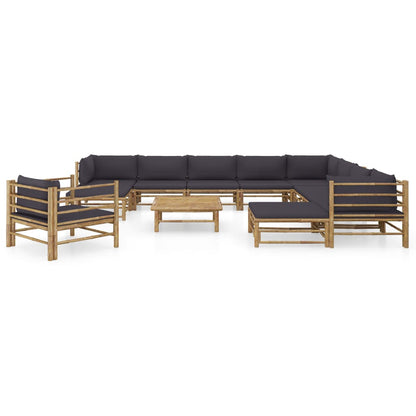 Set Salotto da Giardino 12pz con Cuscini Grigio Scuro BambÃƒÂ¹