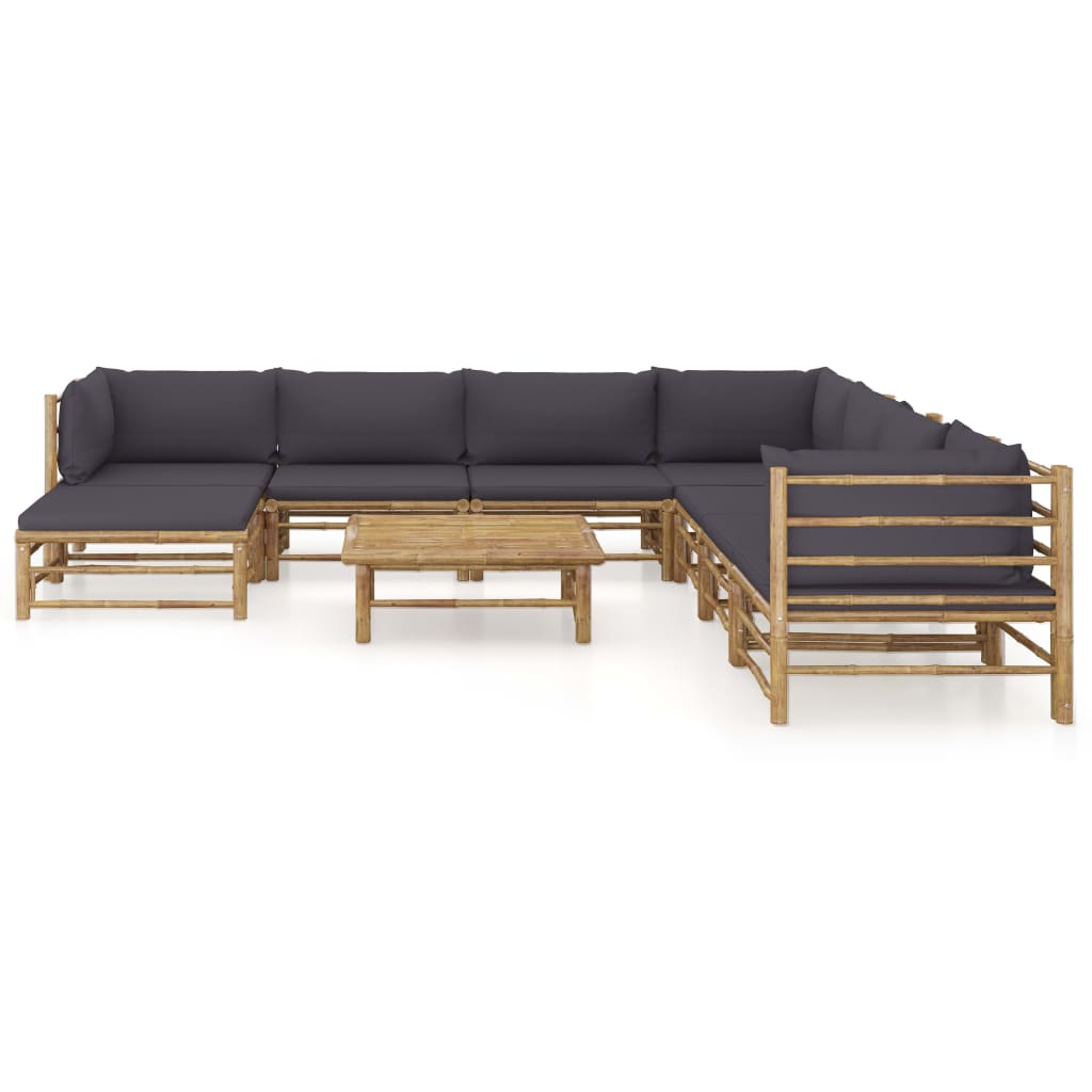 Set Salotto da Giardino 9pz con Cuscini Grigio Scuro BambÃƒÂ¹