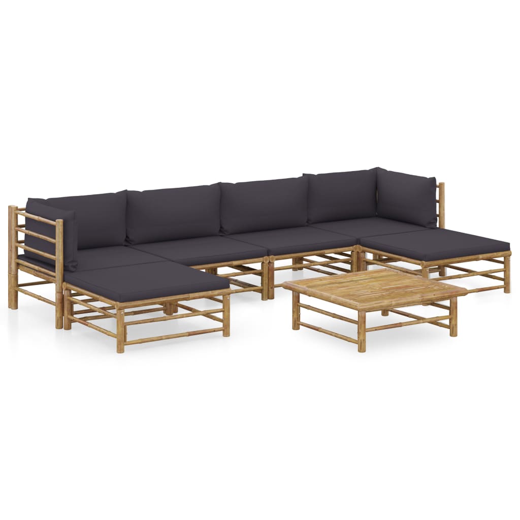 Set Divani da Giardino 7 pz con Cuscini Grigio Scuro in BambÃƒÂ¹