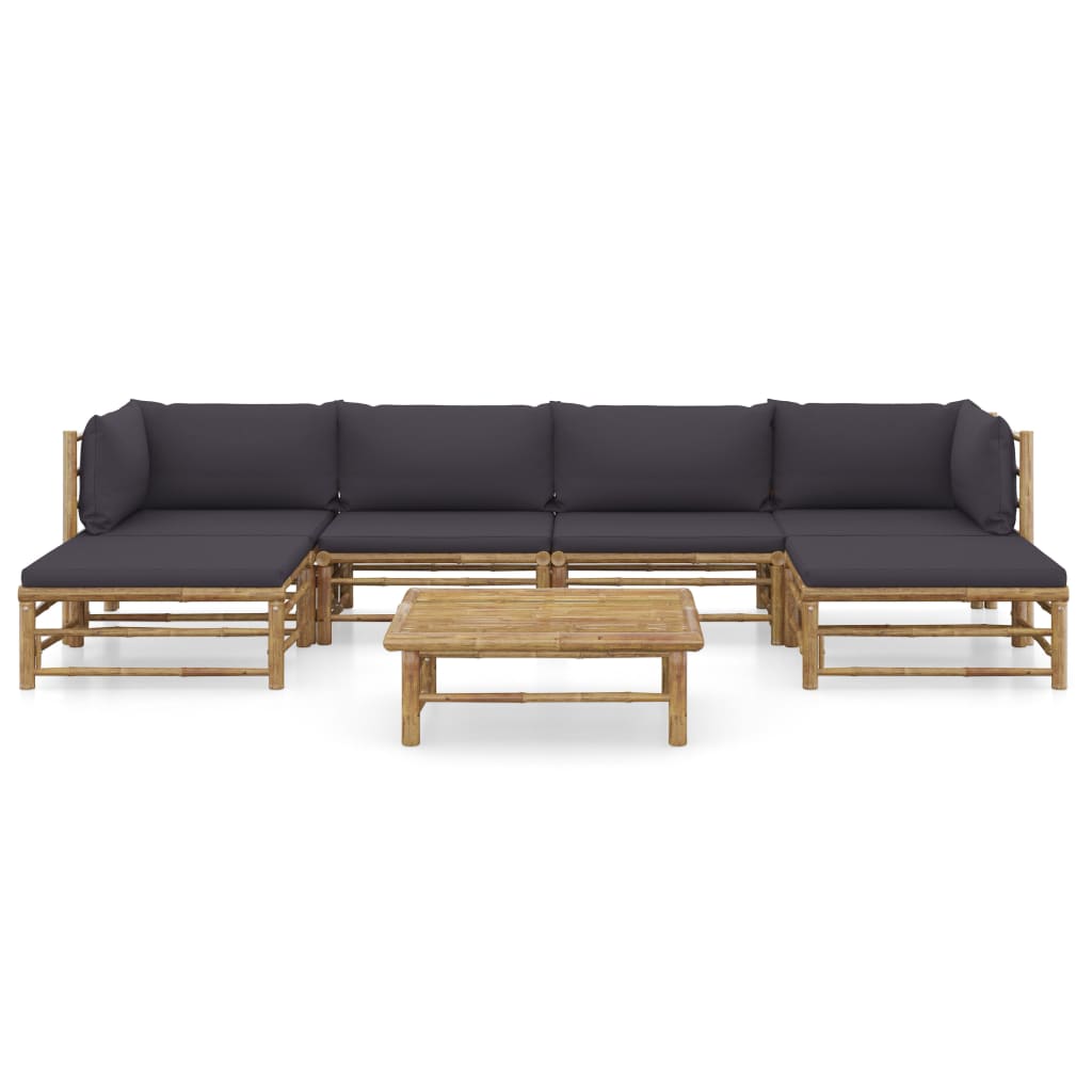 Set Divani da Giardino 7 pz con Cuscini Grigio Scuro in BambÃƒÂ¹