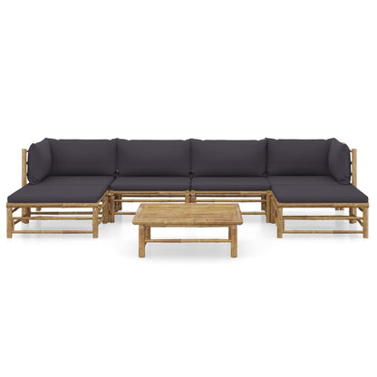 Set Divani da Giardino 7 pz con Cuscini Grigio Scuro in BambÃƒÂ¹