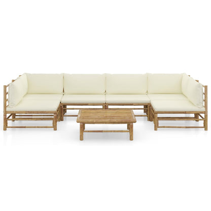 Set Salotto da Giardino 7pz con Cuscini Bianco Crema in BambÃƒÂ¹