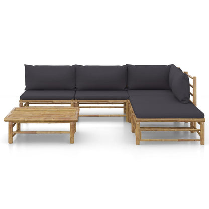 Set Salotto da Giardino 6pz con Cuscini Grigio Scuro BambÃƒÂ¹