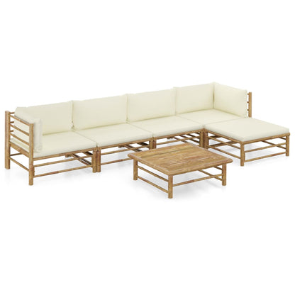 Set Divani da Giardino 6 pz con Cuscini Bianco Crema in BambÃƒÂ¹