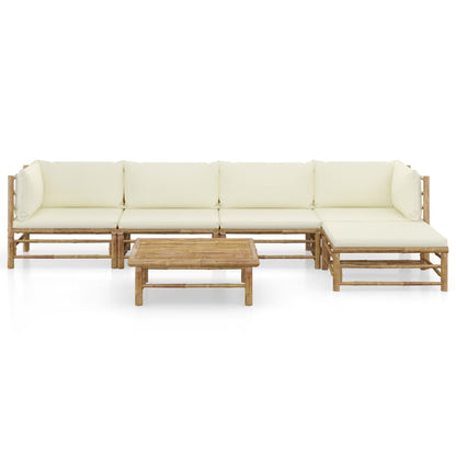 Set Divani da Giardino 6 pz con Cuscini Bianco Crema in BambÃƒÂ¹