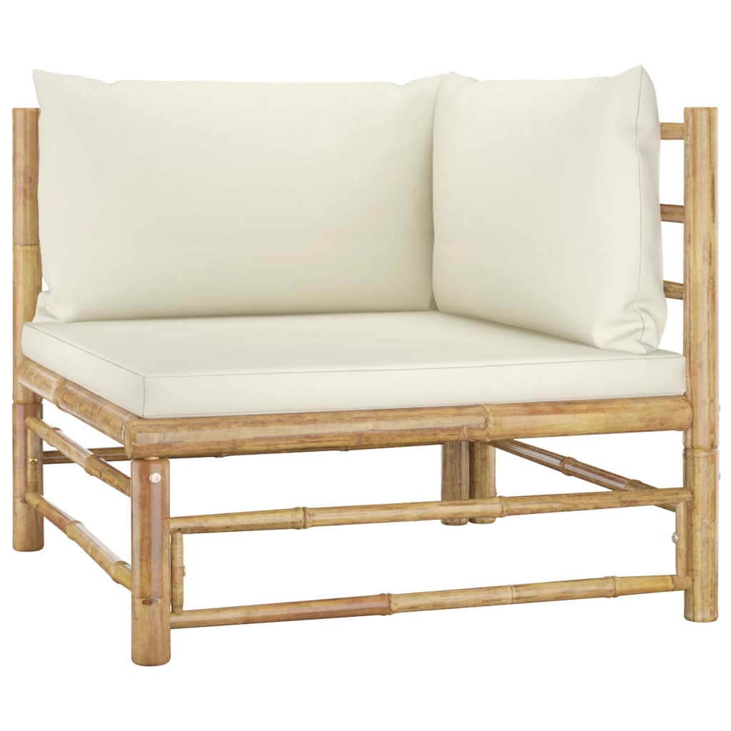 Set Divani da Giardino 6 pz con Cuscini Bianco Crema in BambÃƒÂ¹