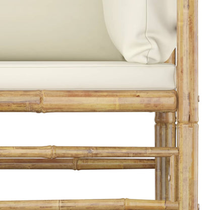 Set Divani da Giardino 6 pz con Cuscini Bianco Crema in BambÃƒÂ¹