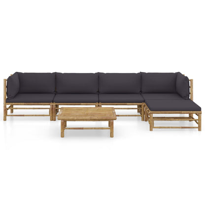 Set Divani da Giardino 6 pz con Cuscini Grigio Scuro in BambÃƒÂ¹