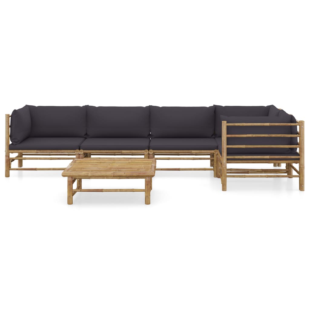 Set Divani da Giardino 6 pz con Cuscini Grigio Scuro in BambÃƒÂ¹