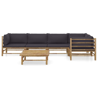 Set Divani da Giardino 6 pz con Cuscini Grigio Scuro in BambÃƒÂ¹