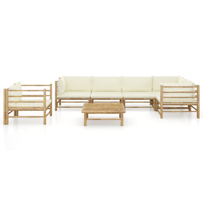 Set Divani da Giardino 7 pz con Cuscini Bianco Crema in BambÃƒÂ¹