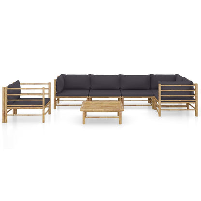 Set Divani da Giardino 7 pz con Cuscini Grigio Scuro in BambÃƒÂ¹
