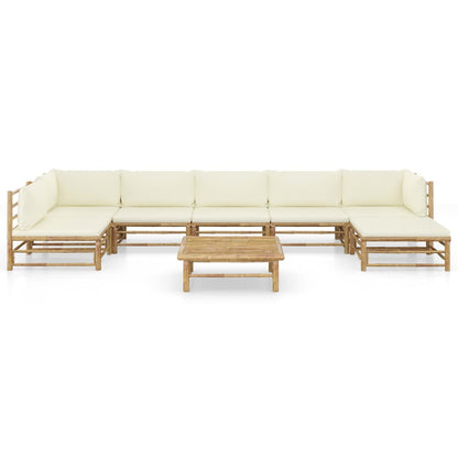 Set Salotto da Giardino 8pz con Cuscini Bianco Crema in BambÃƒÂ¹