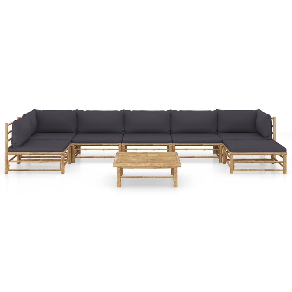 Set Salotto da Giardino 8pz con Cuscini Grigio Scuro BambÃƒÂ¹