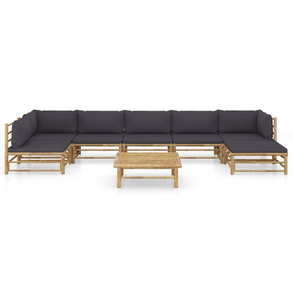 Set Salotto da Giardino 8pz con Cuscini Grigio Scuro BambÃƒÂ¹