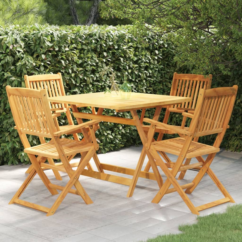 Set da Pranzo da Giardino 5 pz Pieghevole in Massello di Acacia