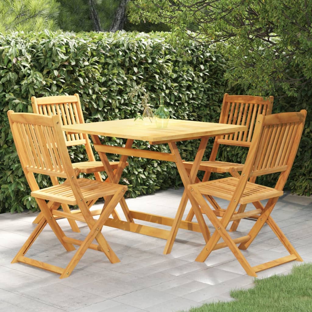 Set da Pranzo da Giardino 5 pz Pieghevole in Massello di Acacia