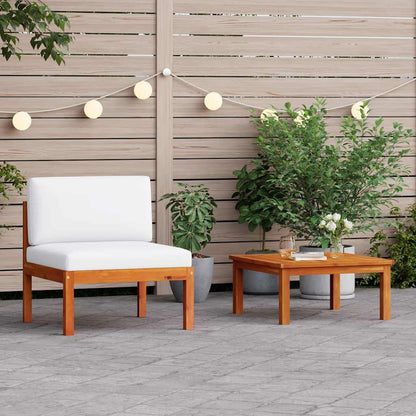 Set da giardino 2 pezzi con cuscini in legno di acacia e corda