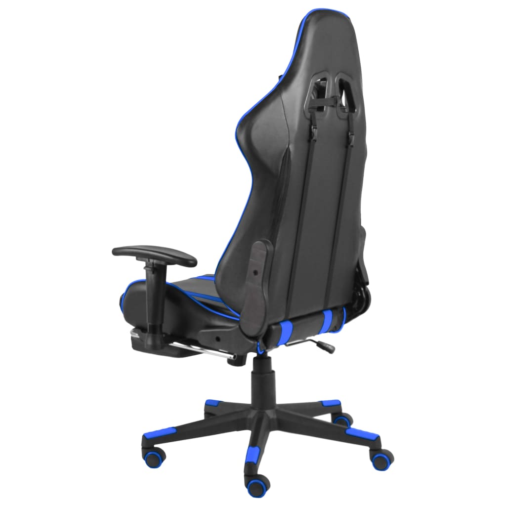 Sedia da Gaming Girevole con Poggiapiedi Blu in PVC