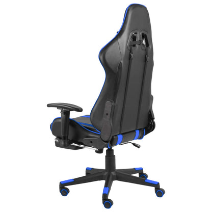 Sedia da Gaming Girevole con Poggiapiedi Blu in PVC