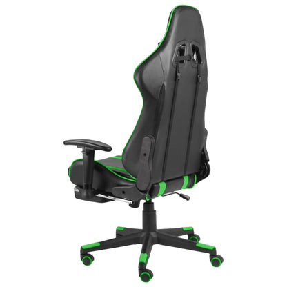 Sedia da Gaming Girevole con Poggiapiedi Verde in PVC