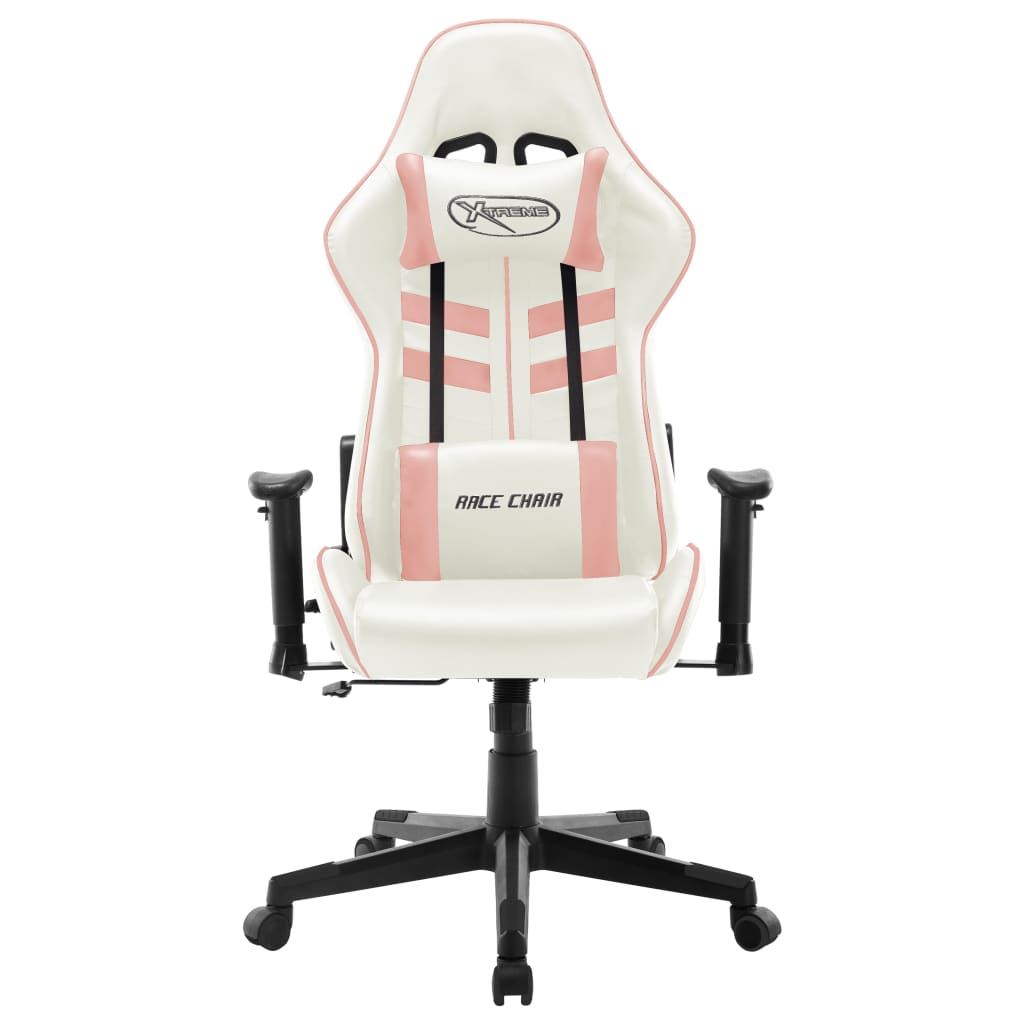 Sedia da Gaming Bianca e Rosa in Similpelle