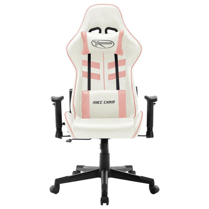 Sedia da Gaming Bianca e Rosa in Similpelle