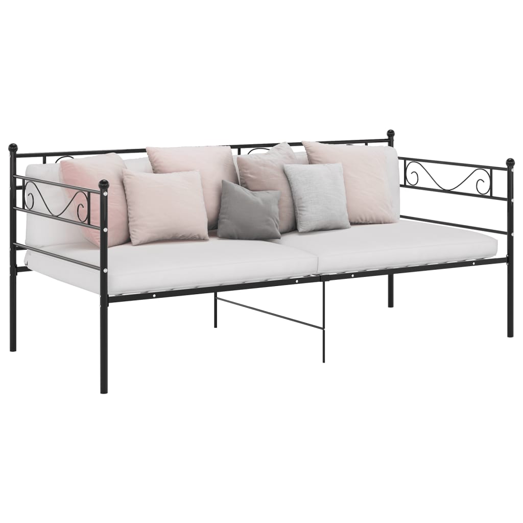 Divano Letto Telaio Nero in Metallo 90x200 cm