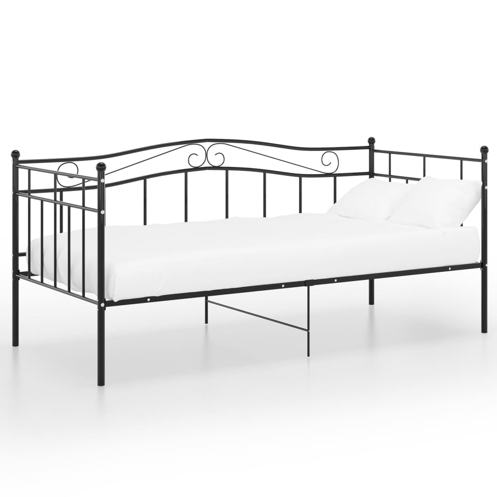 Divano Letto Telaio Nero in Metallo 90x200 cm