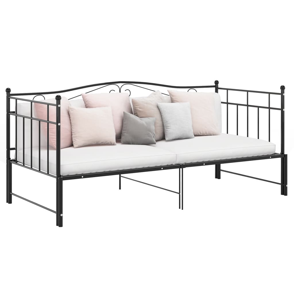 Telaio Divano Letto Estraibile Nero in Metallo 90x200 cm